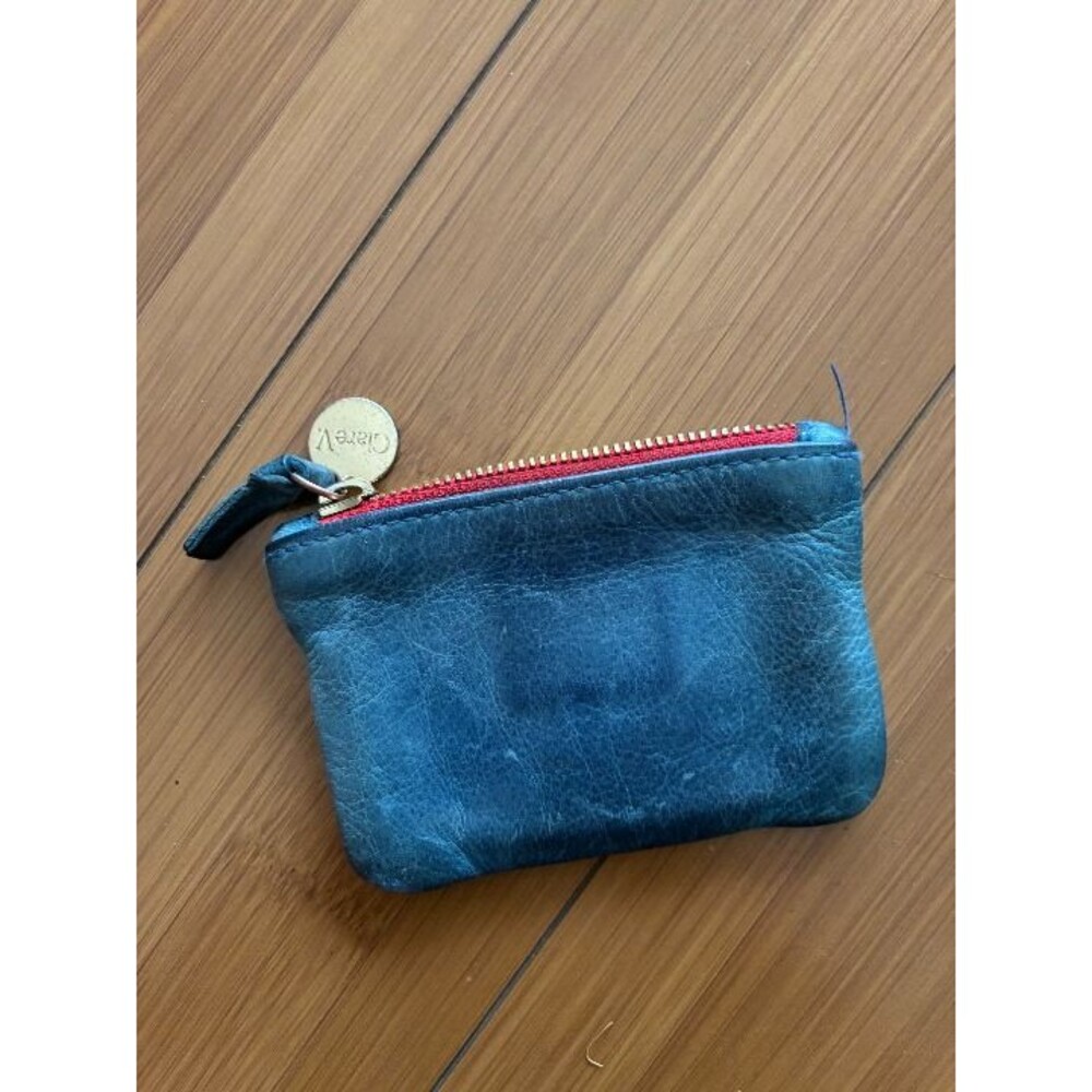 Clare V Coin Clutch Teal Blue Leather